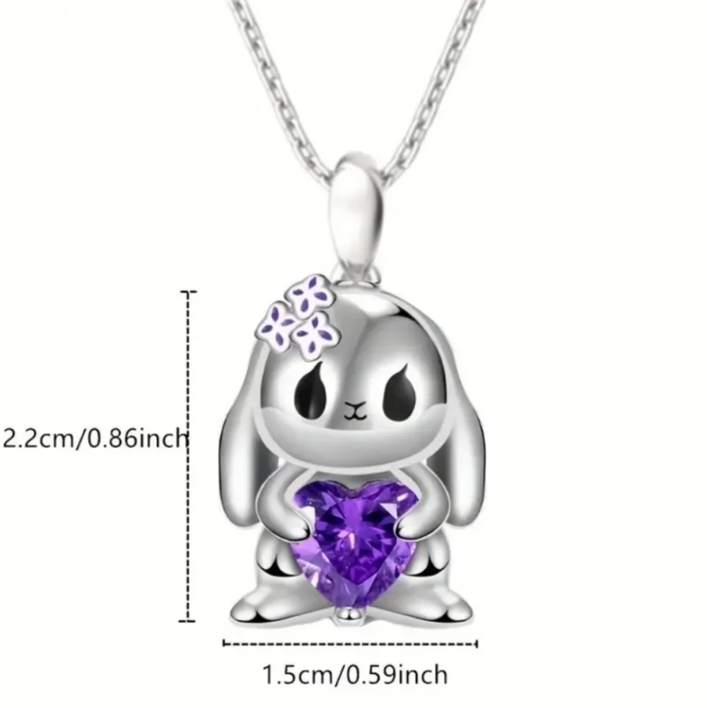 Heart-Shaped Crystal Bunny Rabbit Necklace for women Granddaughter daugh…